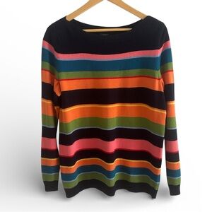 Talbots Petites 1X Multicolor Stripe Knit Sweater Cotton Blend